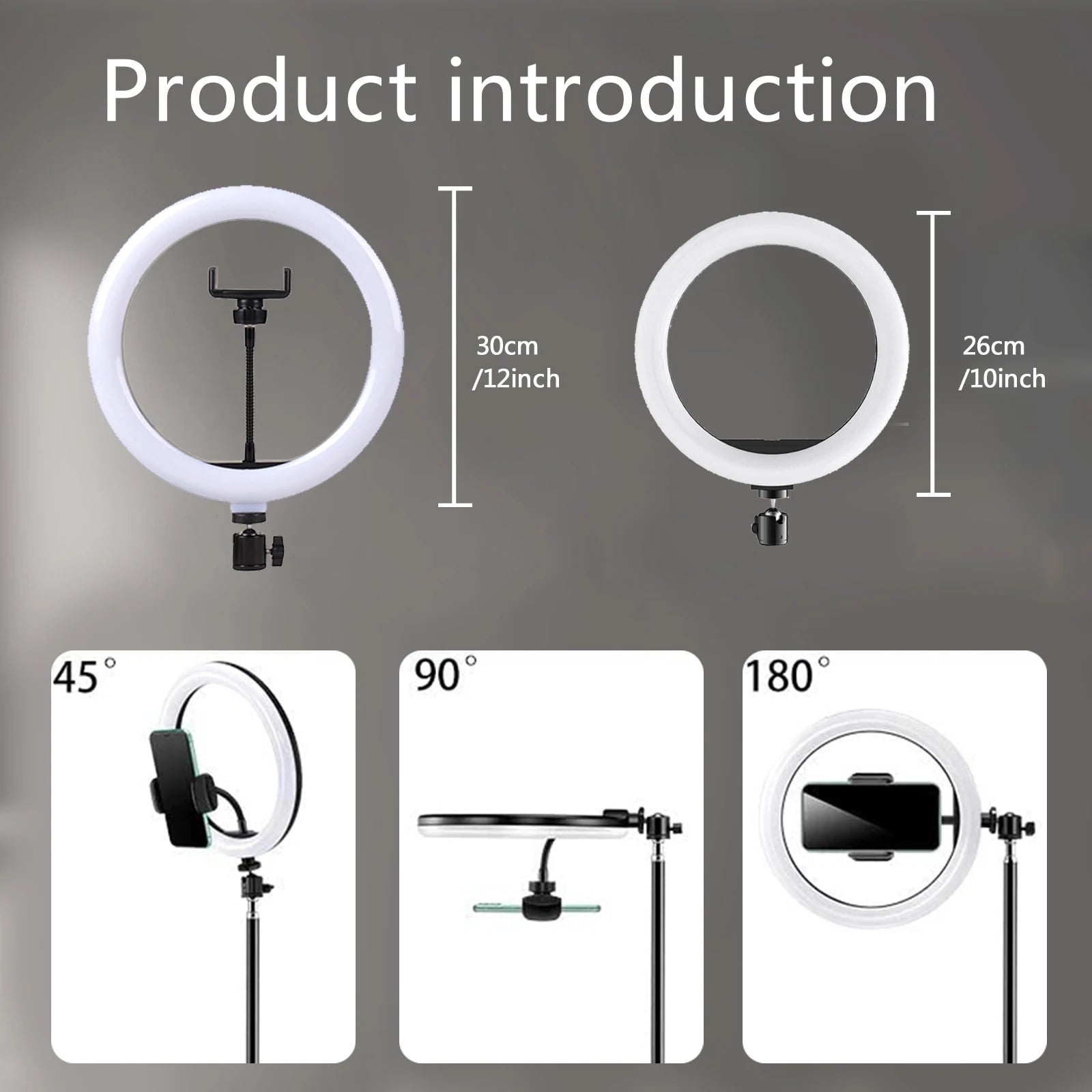 10" 26Cm LED Selfie Ring Light Photography Video Light Ringlight Phone Stand Tripod Fill Light Dimmable Lamp Trepied Streaming