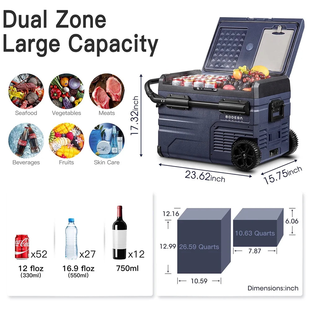 12 Volt 37 Qt. Portable Car Refrigerator, Car Freezer for Outdoor, Camping, Travel, RV,APP Control