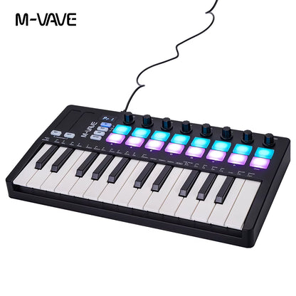 SMK-Ⅱ 25 Key MIDI Keyboard Controller with 16 RGB Drum Pads, Bluetooth Semi Weighted Professional Dynamic Keybed