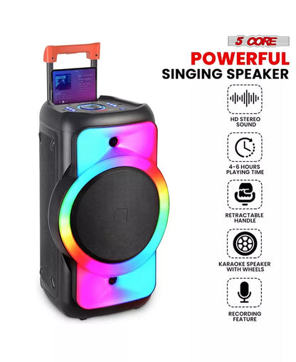 Bluetooth Speaker 2 Wireless Microphones Karaoke Machine 12" Inch Woofer Portable Singing PA System W DJ Light + FM + USB + AUX - PLB 12X1 2MIC