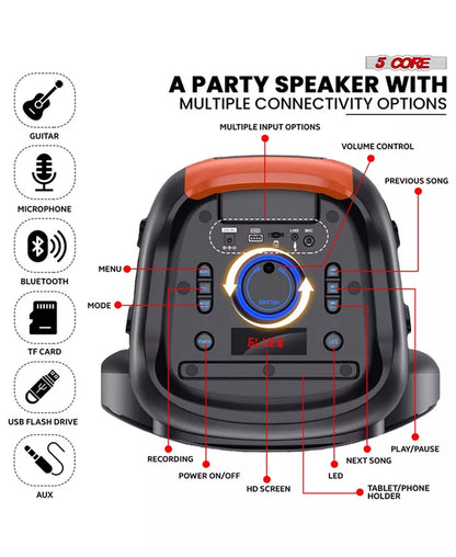 Bluetooth Speaker 2 Wireless Microphones Karaoke Machine 12" Inch Woofer Portable Singing PA System W DJ Light + FM + USB + AUX - PLB 12X1 2MIC